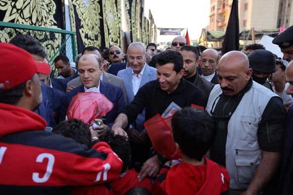 وزير الشباب والرياضة ومحافظ كفرالشيخ يفتتحان الملعب القانوني بمركز شباب بلطيم ويتفقدان إنشاء مدرجات نادي بلطيم الرياضي  